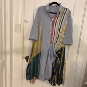 Striped Multicolor Button-Up Dress by Alembika